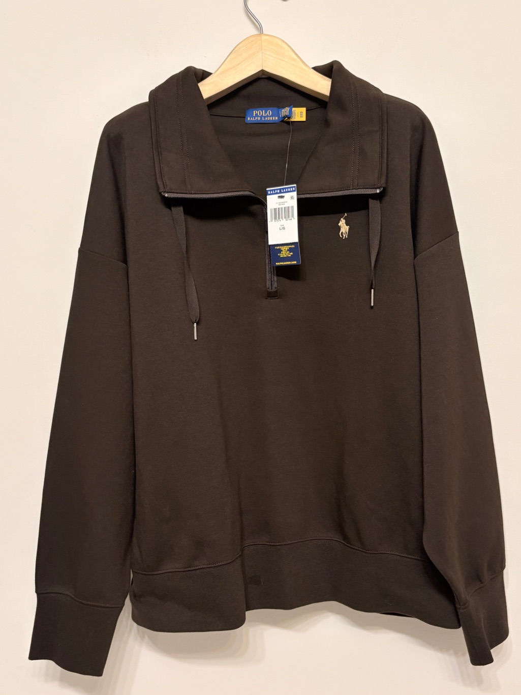 Polo Ralph Lauren Brown Funnel Neck Sweater Sz L Large New